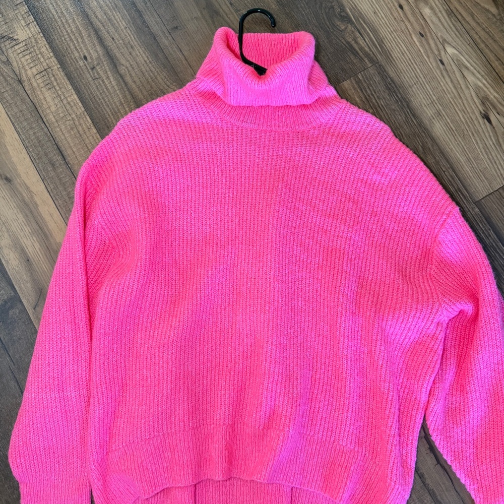 H&M Bright Pink Cowl Neck Sweater